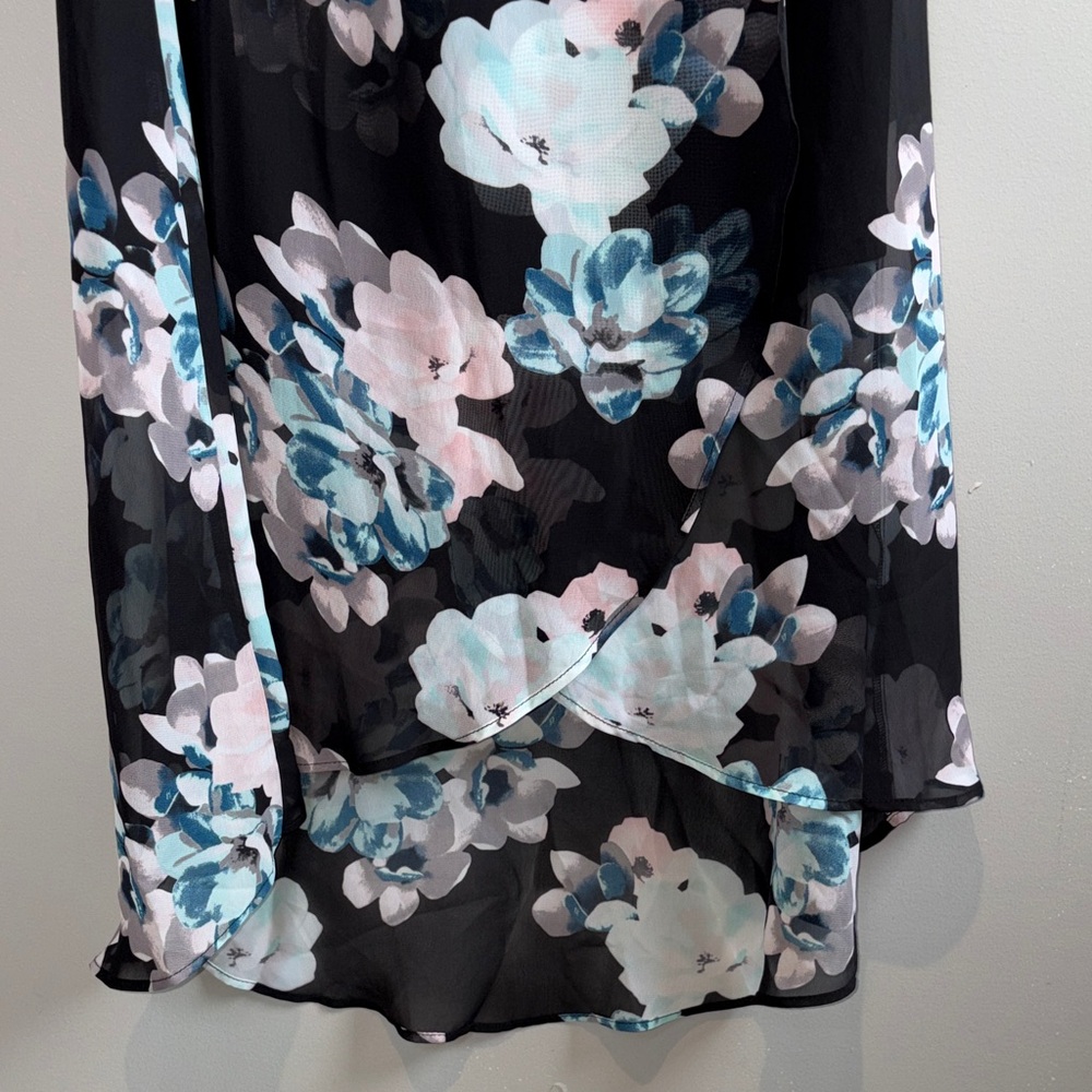 Ricki's Black High-Low Floral Midi Dress with Lace-Up Back - Picture 6 of 11